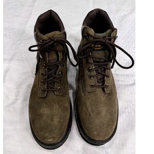 Brazos Work Force Steel Toe Work Boots Mens 12D Olive Green Leather Lace‎ Up
